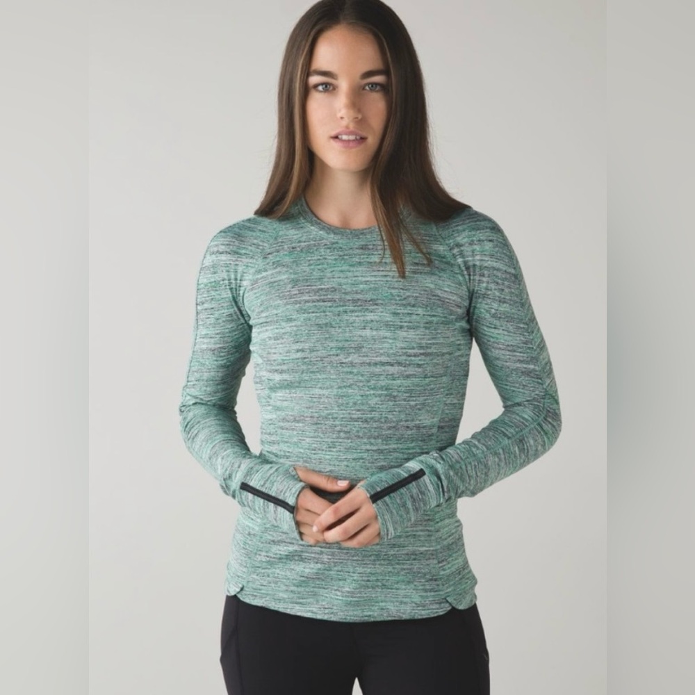 🍋EUC Lululemon Runderful teal/black long sleeve